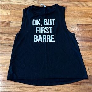 Ok but first barre Black tank Top with Graphic Print